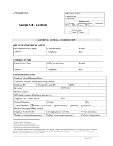OJT Contract with Training Plan Template