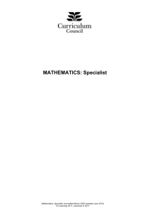 Mathematics: Specialist - School Curriculum and Standards Authority