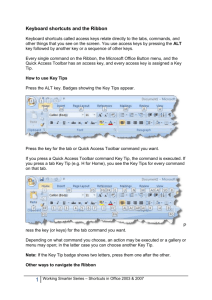 Keyboard shortcuts in Office 2003 and 2007