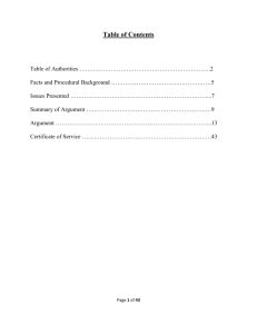 Table of Contents Table of Authorities