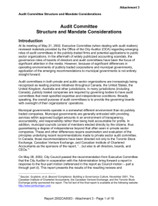 Audit Committee Structure and Mandate