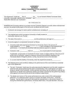 Entertainment Contract - Middle Tennessee State University