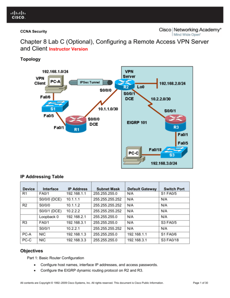 Lab: Chapter 8 Lab B, Configuring A Remote Access VPN Server