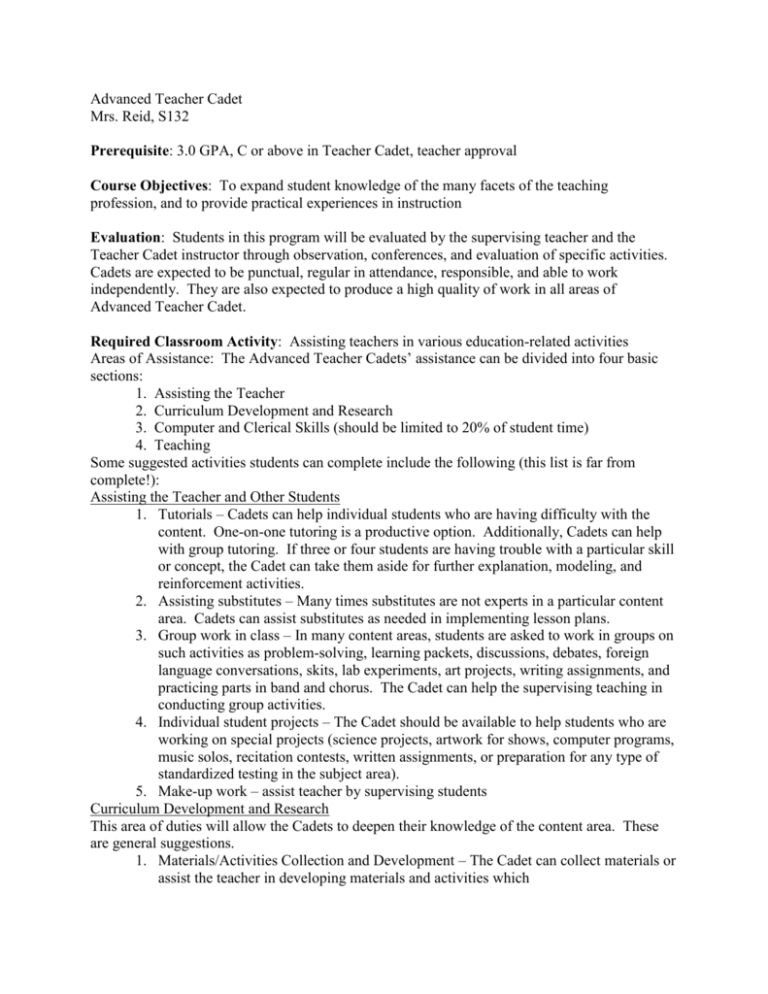 Advanced Teacher Cadet
