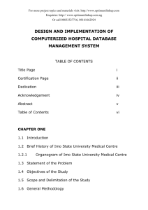 DESIGN AND IMPLEMENTATION OF COMPUTERIZED HOSPITAL