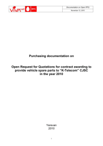 Purchasing documentation on Open RFQ for Vehicle Spare Parts
