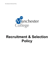 Recruitment and Selection Policy - Student Intranet