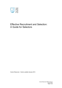 14. Overview of Stages in Recruitment and Selection