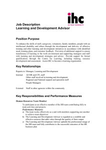Job Description Learning and Development Advisor