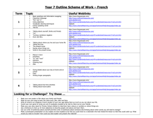 Year Outline Scheme of Work – French
