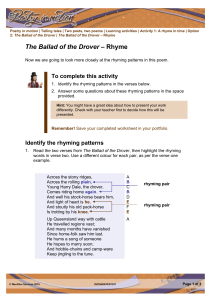The Ballad of the Drover – Rhyme