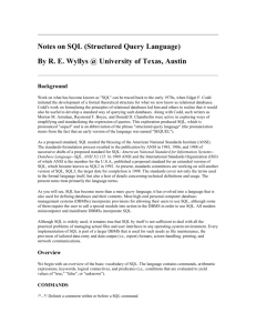 Notes on SQL (Structured Query Language): LIS 384K.11, Database