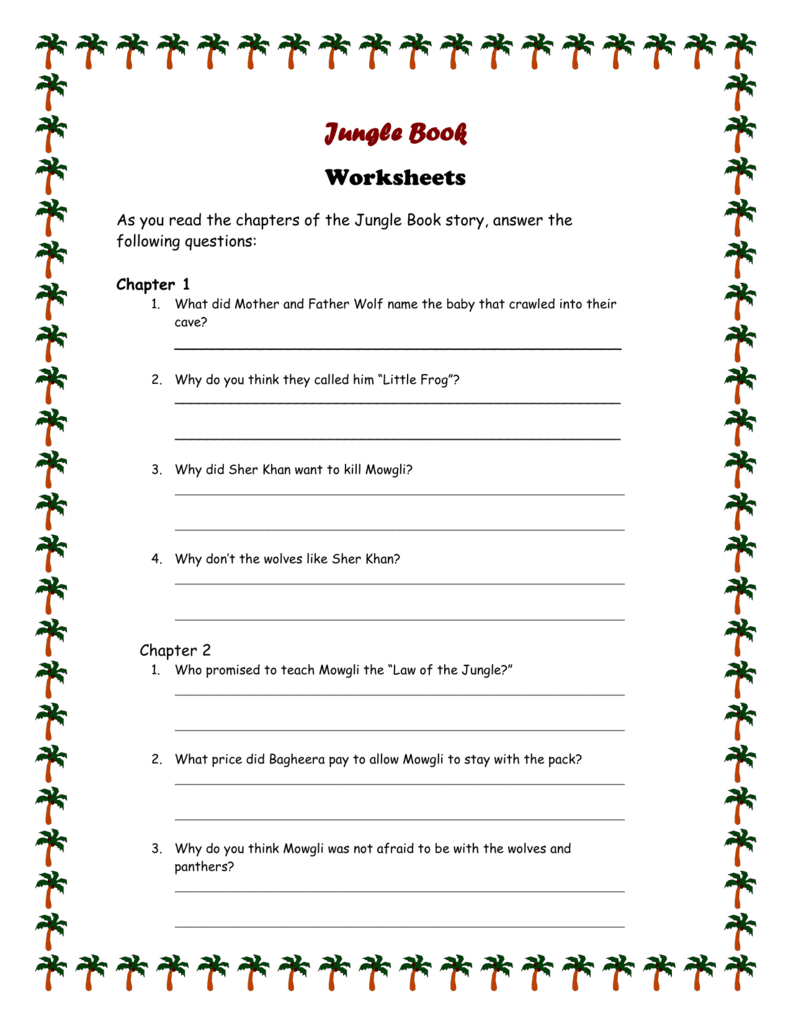 Jungle Book Worksheet