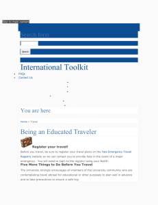 Being an Educated Traveler - International Toolkit