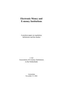 Electronic money and Electronic Money Institutions