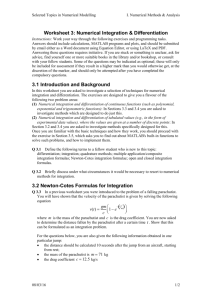 Worksheet 3: Numerical Integration & Differentiation