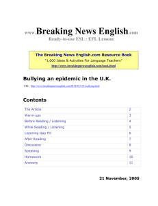 Bullying an epidemic in the UK