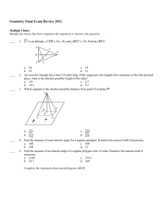 Geometry Final Exam Review 2012