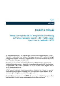 MODEL TRAINING COURSE - ITSRR - Office of the National Rail