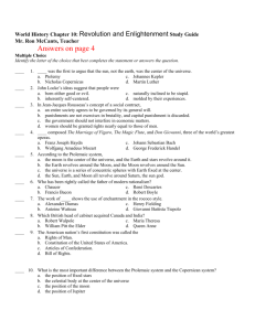 World History Chapter 10: Revolution and Enlightenment Study Guide