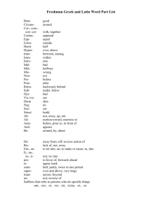 Latin and Greek Word Parts
