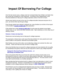 Impact Of Borrowing For College
