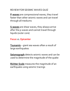 review for seismic waves quiz - Hicksville Public Schools / Homepage