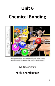 Unit 6 Chemical Bonding AP Chemistry Nikki Chamberlain Chapter