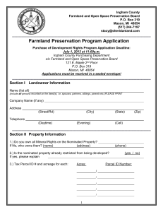 Farmland Preservation Program Application Purchase of