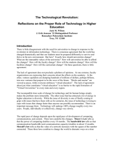 The Technological Revolution: Reflections on the Proper Role of