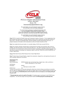 FCCLA Chapter Information Form Adviser: Miss Reid Room: 104