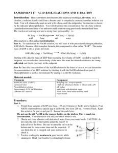 EXPERIMENT 17: ACID-BASE REACTIONS AND TITRATION