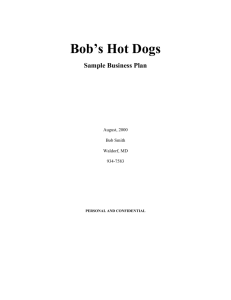 Sample Business Plan for “Bob's Hot