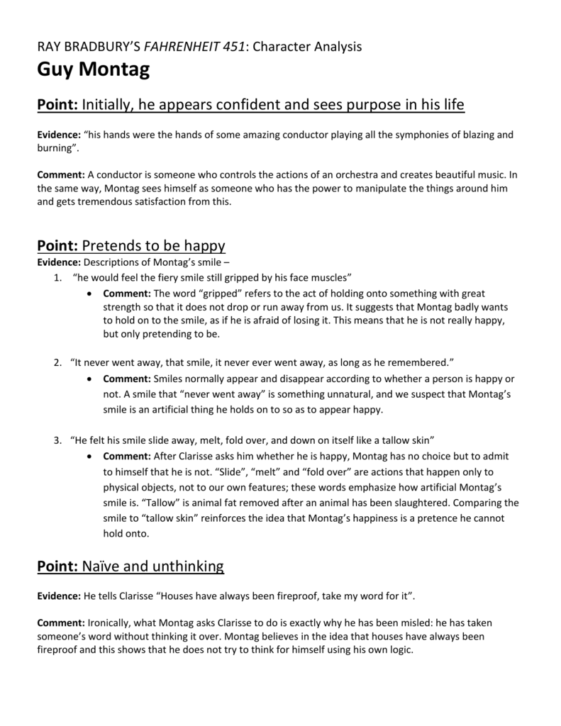 Fahrenheit 451 Character Analysis