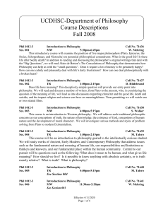 UCDHSC-Department of Philosophy Course Descriptions Fall 2008