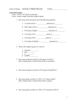 Mole Conversions Worksheet