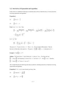 Derivatives of Exponentials and Logarithms