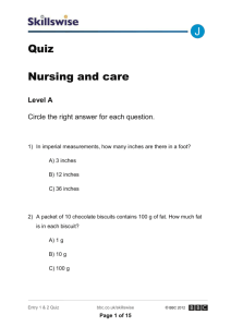 Quiz Nursing and care Level A Circle the right answer for each