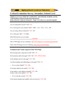 Critical Evaluation Survey: Secondary School Level CRITICAL