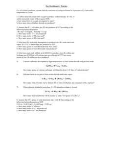 Gas Stoichiometry Worksheet