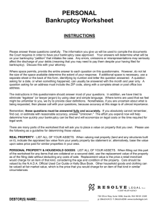 Bankruptcy Worksheet - The Tracy Law Group