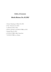 Table of Contents Media Release No. 01/2012 1. Season Opening