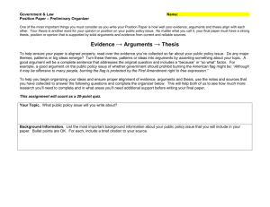 Position Paper Organizer: Government & Law