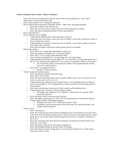 Nuclear Chemistry Review Sheet – General Chemistry