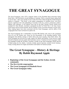 The Great Synagogue, since 1878 a majestic feature of the