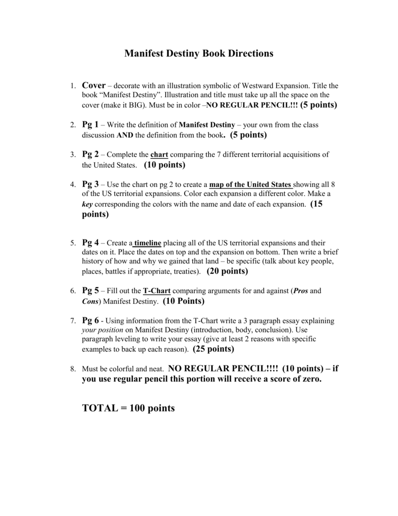 Manifest Destiny Pros And Cons Chart