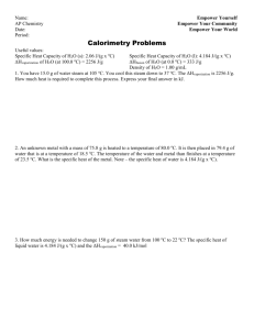 Calorimetry and ∆H of Reaction Problems