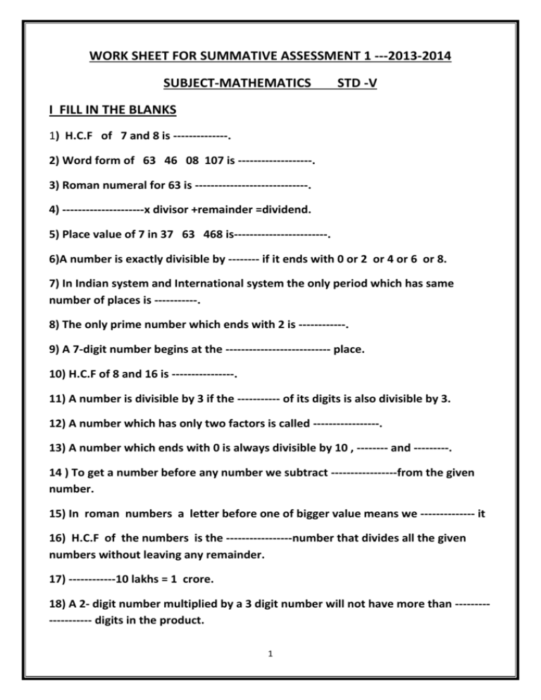 worksheet