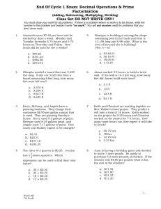 7th Grade EOC1 - ASMD Decimals & PF - HAIS-Math
