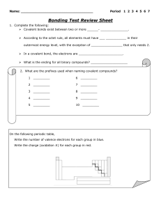 Name: ________ Period 1 2 3 4 5 6 7 Bonding Test Review Sheet